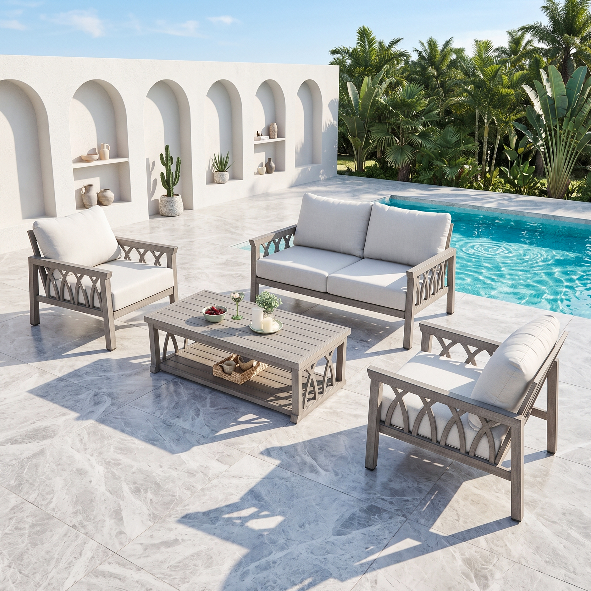 4-Piece Aluminum Outdoor Patio Conversation Set for 4 Person - DS097