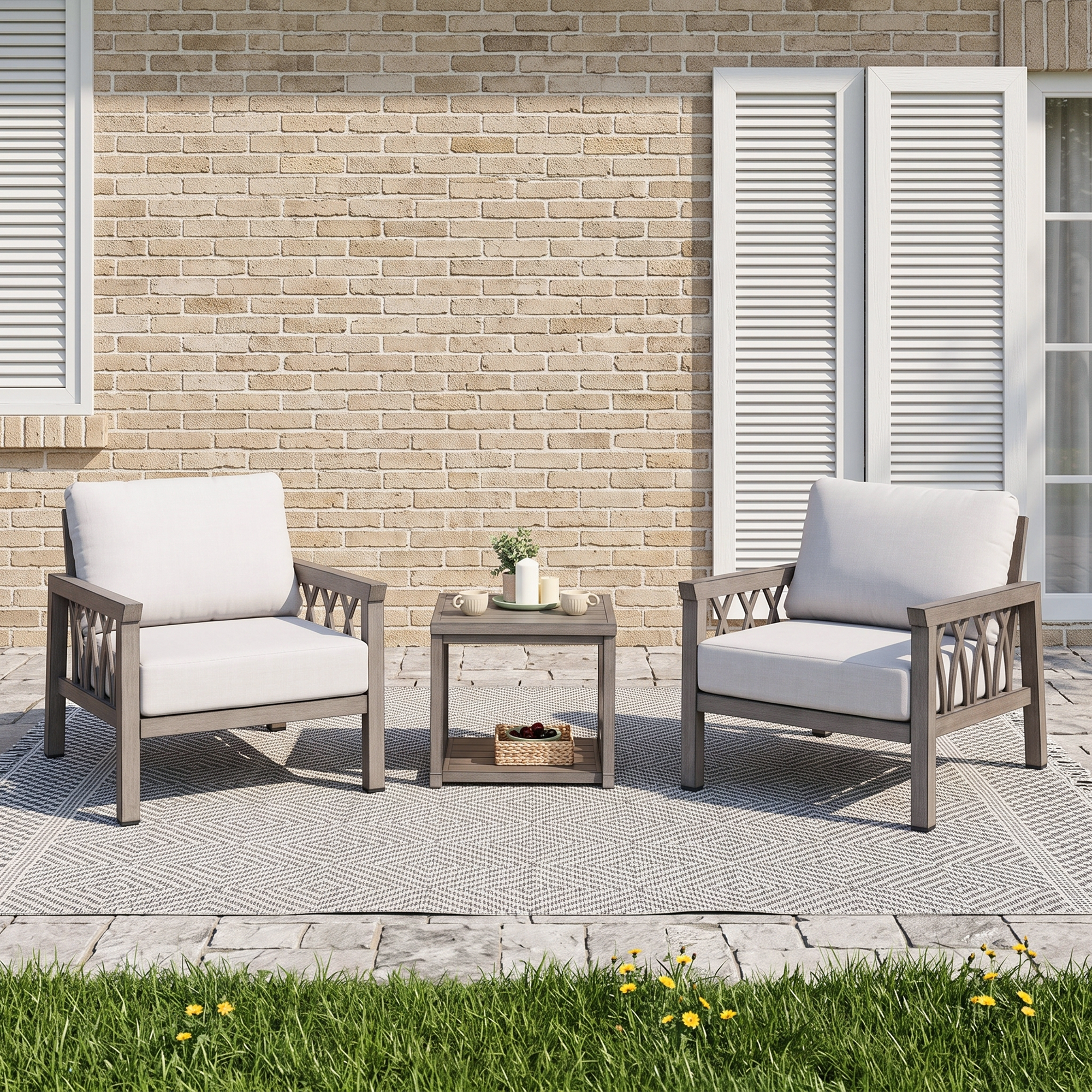 3-Piece Aluminum Outdoor Patio Conversation Set - DS100