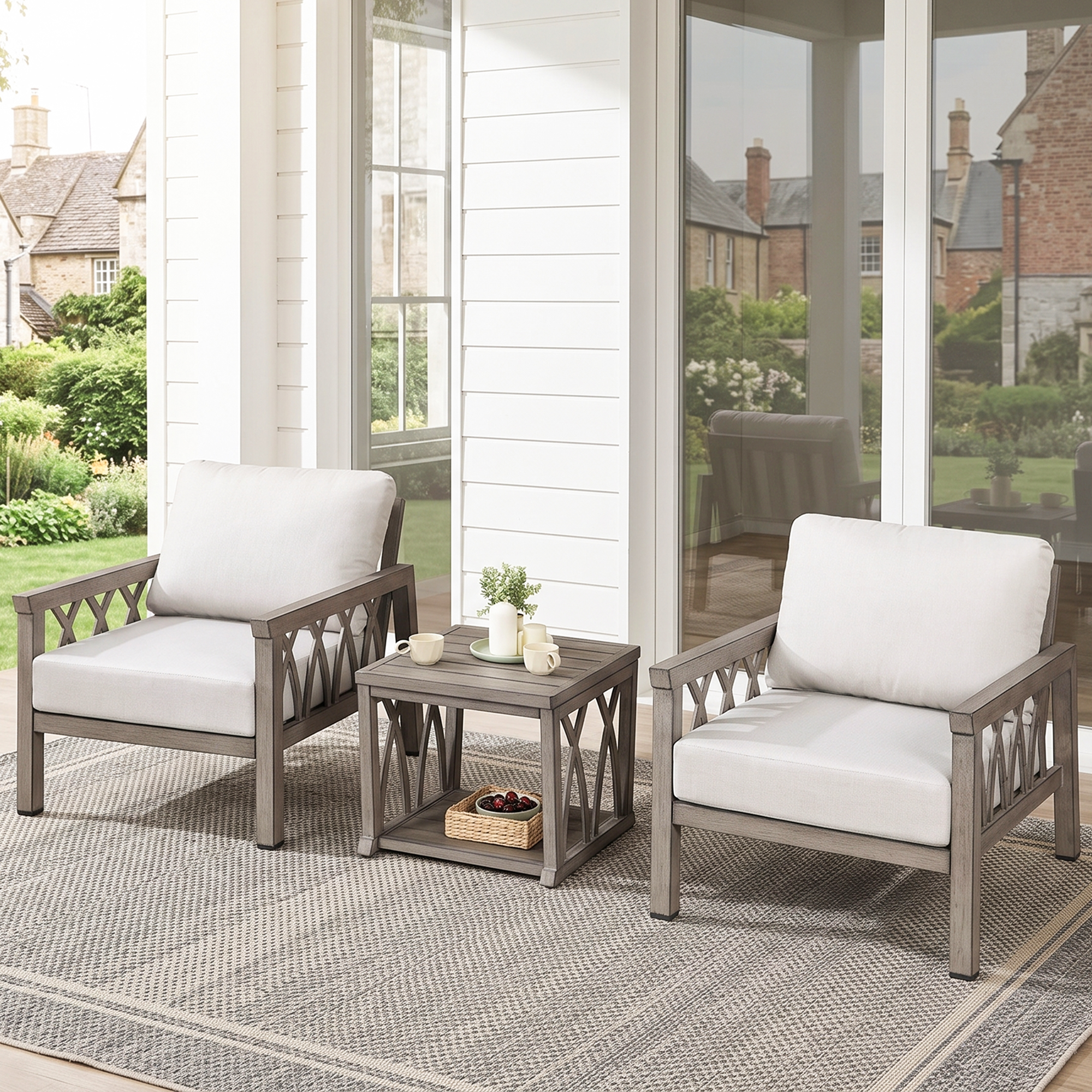 3-Piece Aluminum Outdoor Patio Conversation Set - DS100