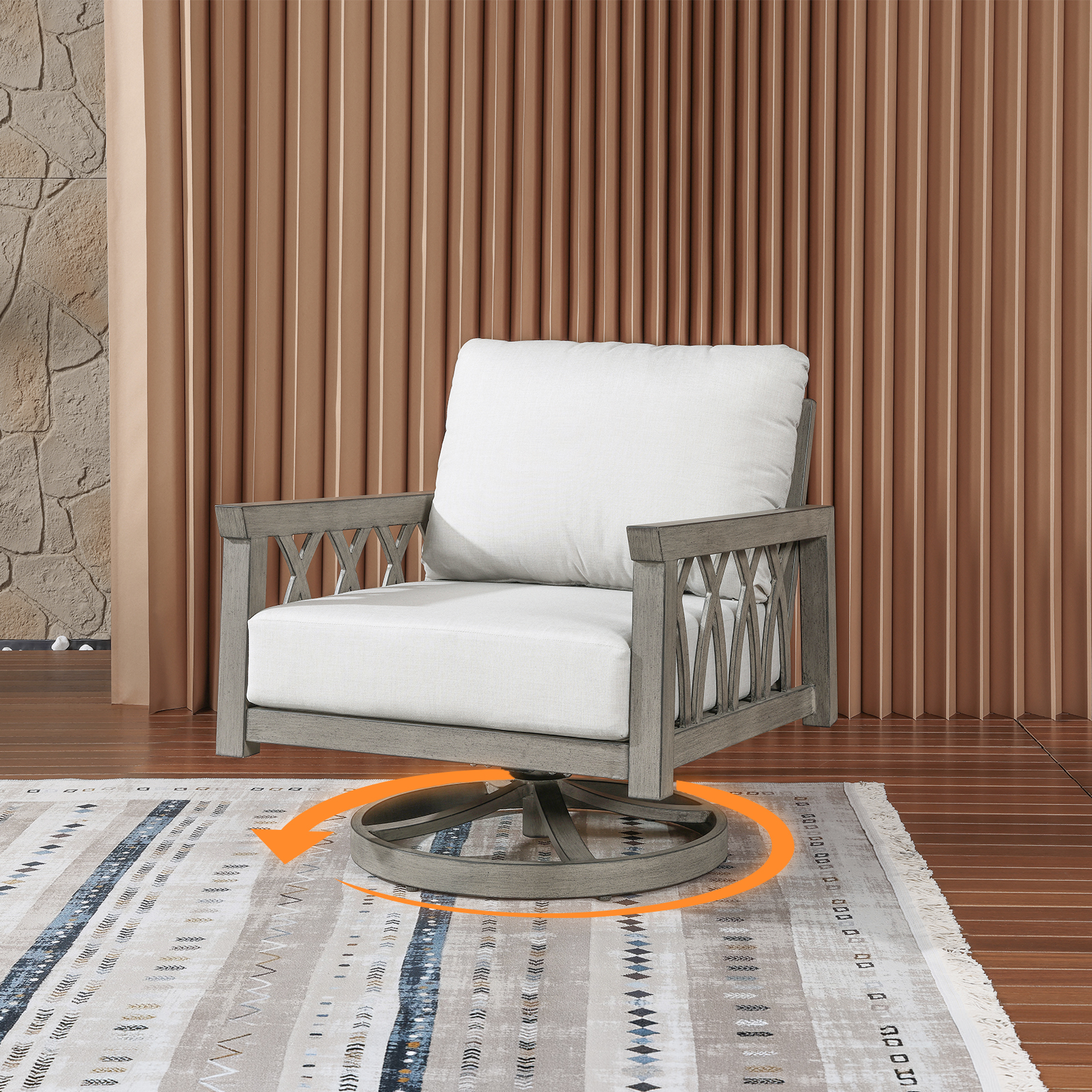 4-Piece Aluminum Outdoor Patio Conversation Set for 5 Person - DS096