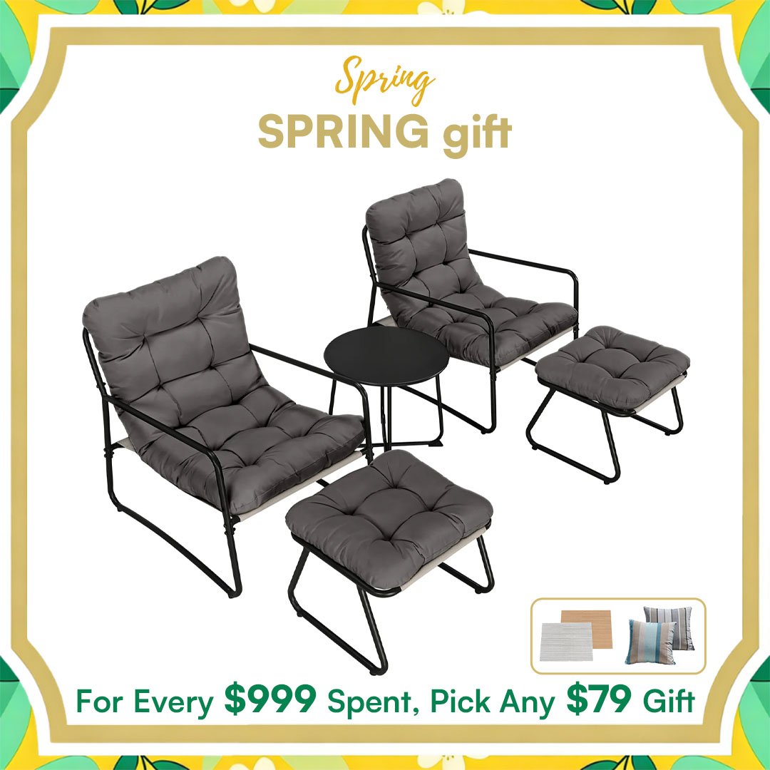 5-Piece Metal Comfy Modern Patio Rocking Chair Set - C033-3