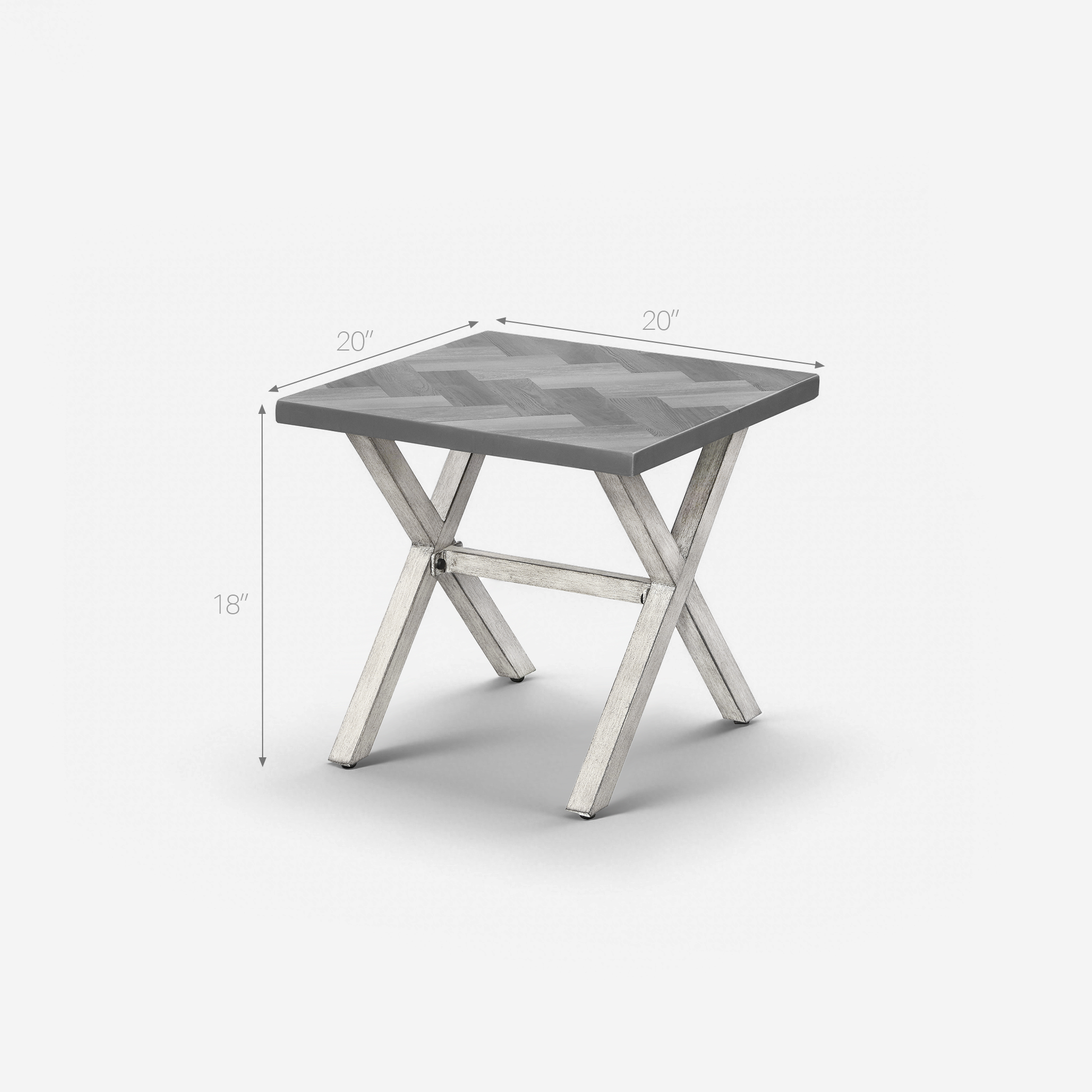 All-Weather Square Outdoor Side Table with Resin Tabletop - D014