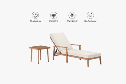 Aluminum Outdoor Sun Lounge Set With Side Table