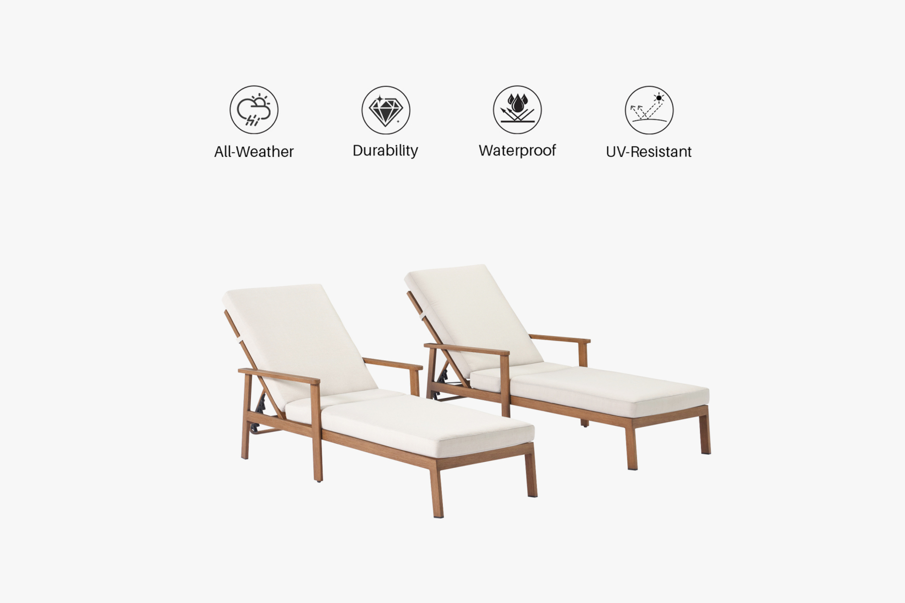 2PCS | Aluminum Poolside Adjustable Chaise Lounge