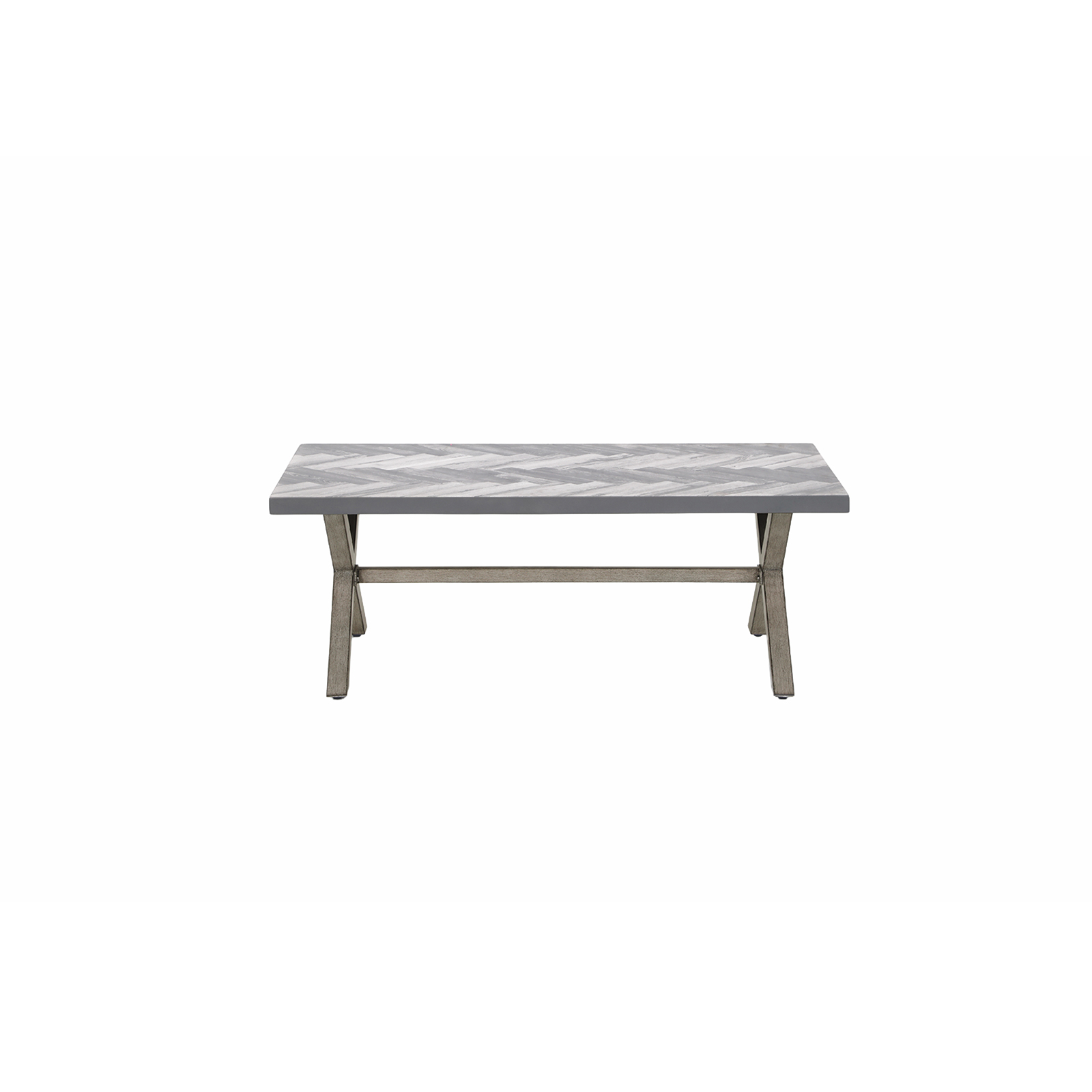 All-Weather Rectangle Aluminum Outdoor Coffee Table with Resin Tabletop - D013