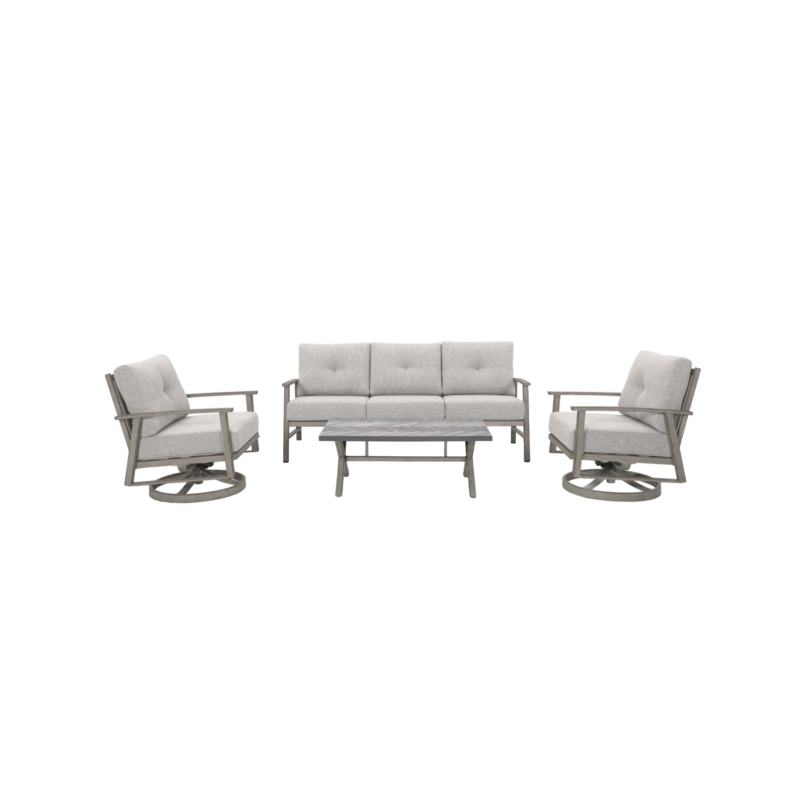 4-piece Modern Outdoor Patio Furniture Set with Swivel Chairs - SS016-1