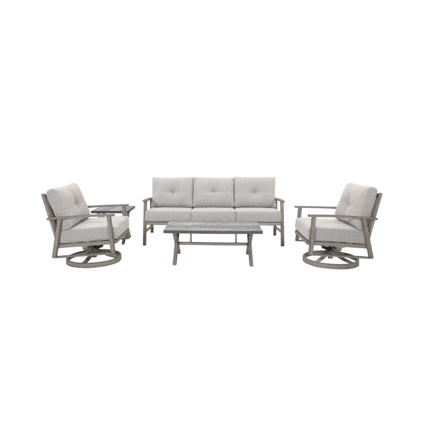 5-piece Modern Outdoor Patio Furniture Set with Swivel Chairs - SS016-2