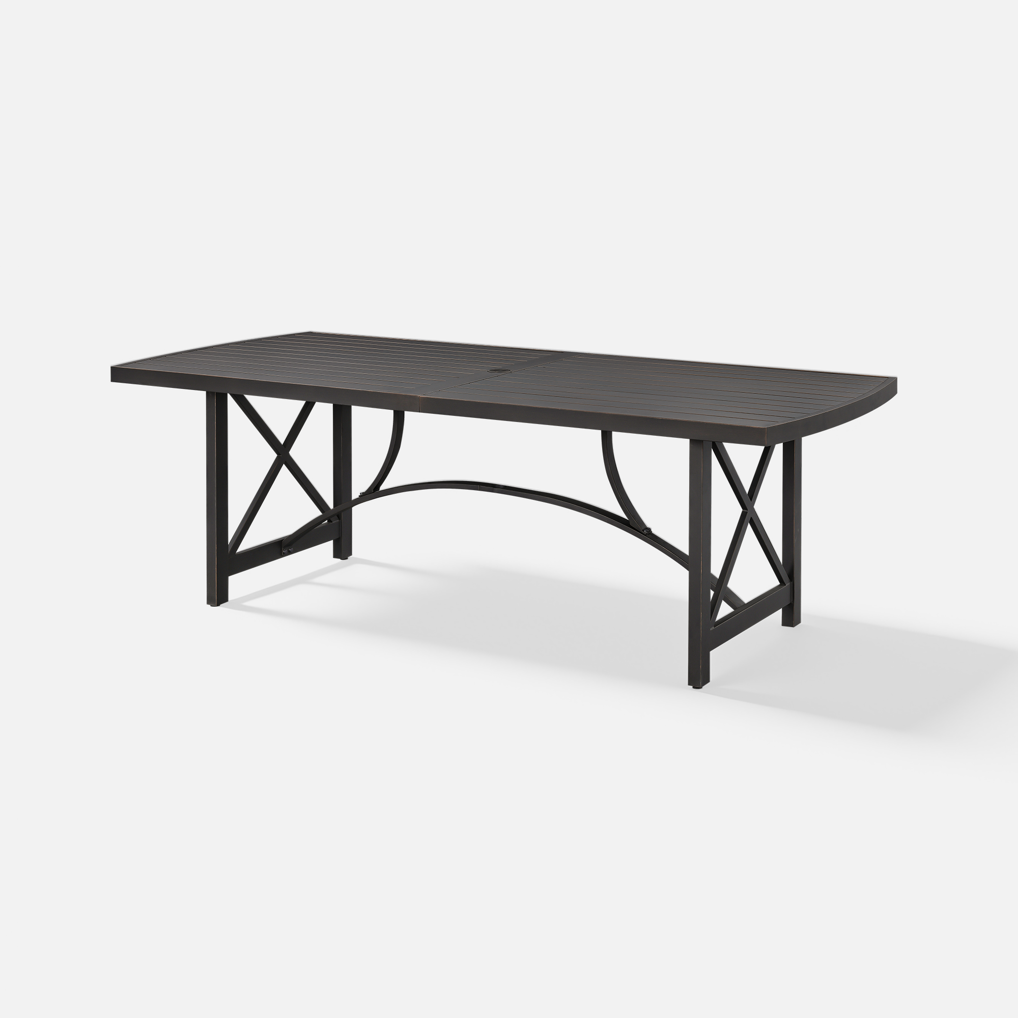 Patio Rectangle Dining Table with Umbrella Hole for 8 person - D027