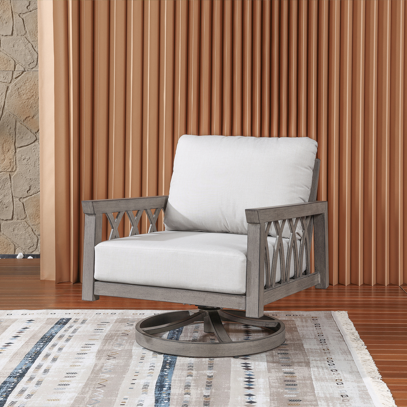SEEHILL Aluminum Swivel Patio Sofa Chair