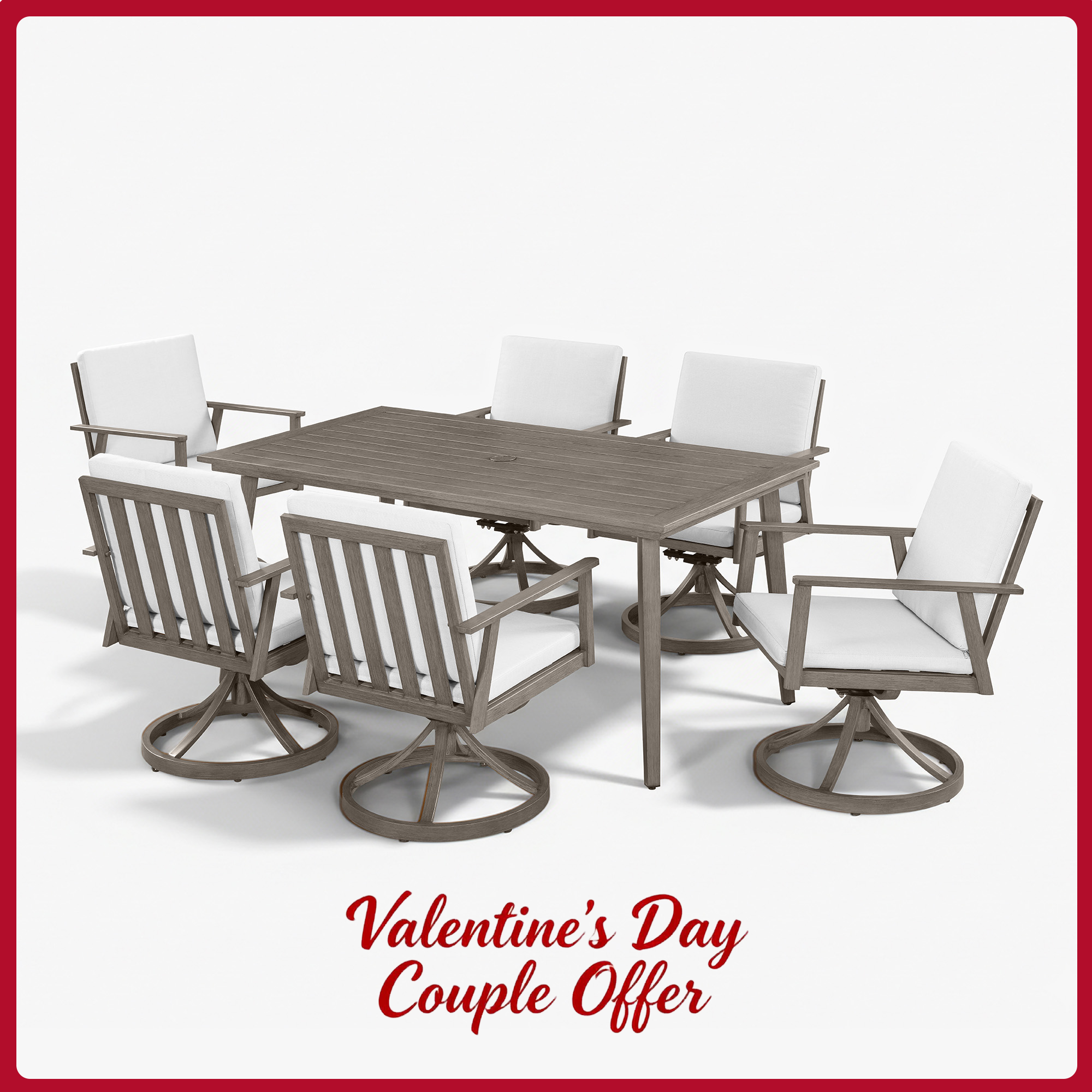 7-Piece Outdoor Patio Dining Set Aluminum All-Weather 8 Swivel Chairs 360° Umbrella Hole-DS005-2