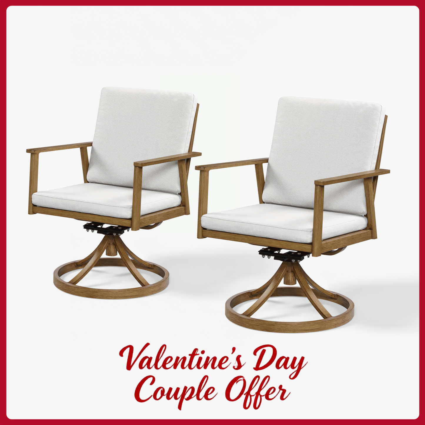 2-Piece Outdoor Swivel Dining Chair Set – Aluminum, Thick Cushions, 360° Rotation, All-Weather-C002