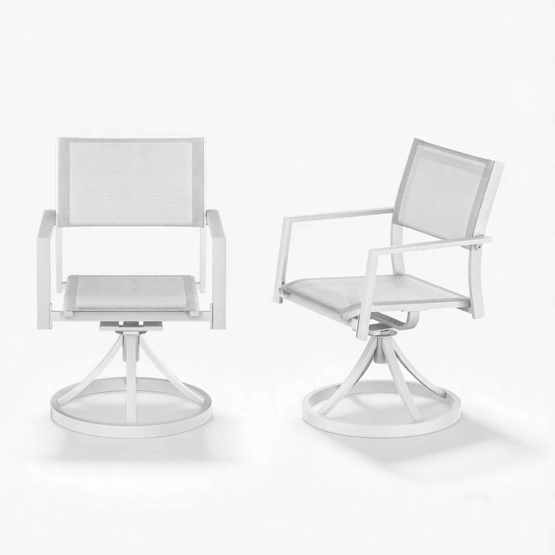 2-Piece Patio Stackable swivel Dining Chairs with Textilene -C055