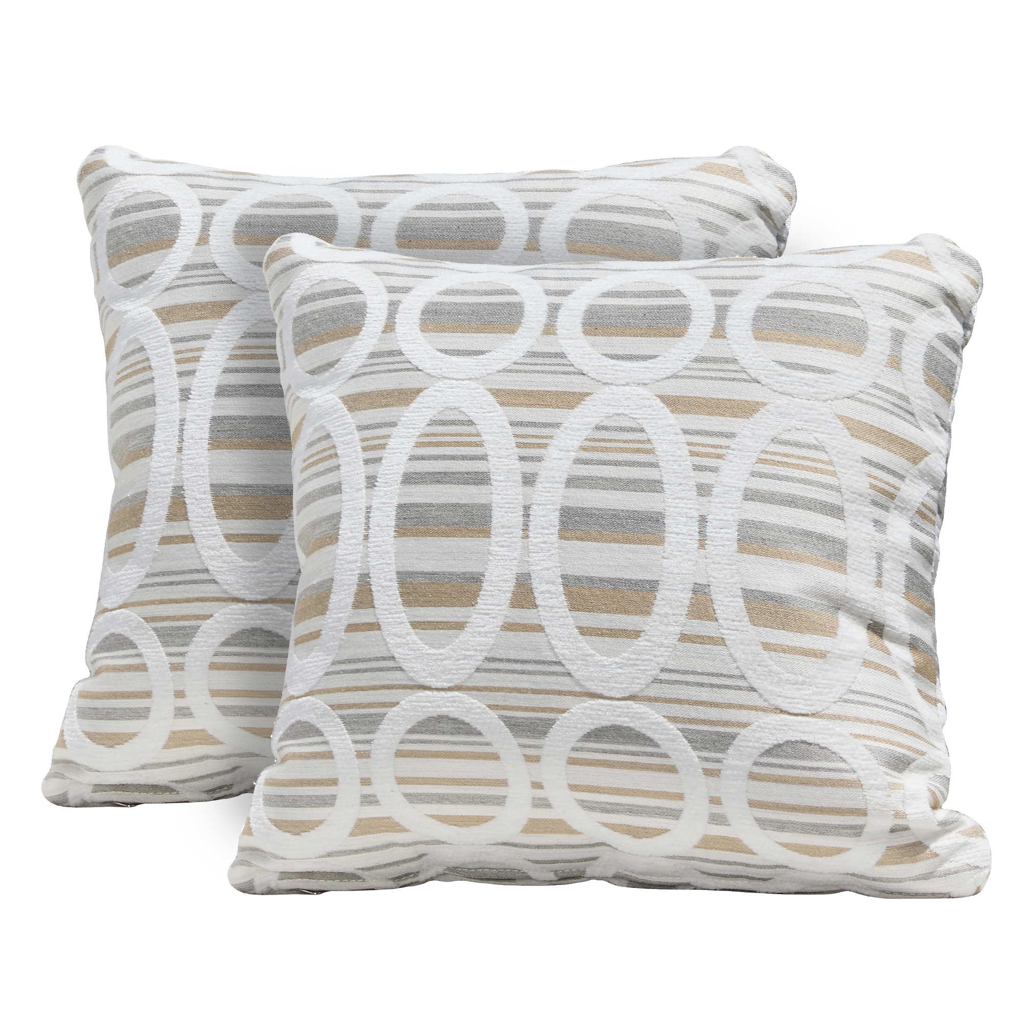 Luxury weather resistant outdoor throw pillow design presents a square beige pillow made from durable outdoor materials. - Seehill
