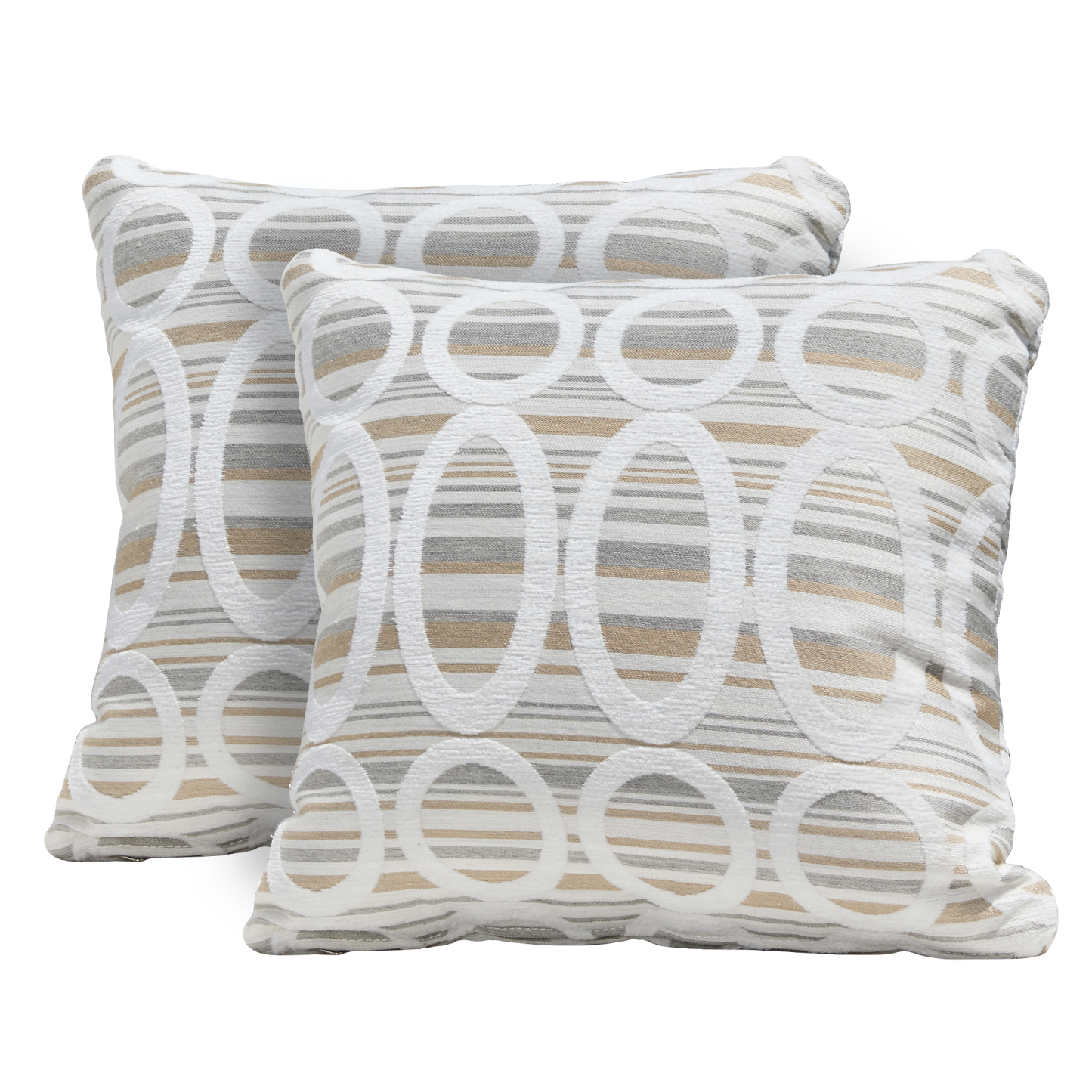 Luxury weather resistant outdoor throw pillow design presents a square beige pillow made from durable outdoor materials. - Seehill
