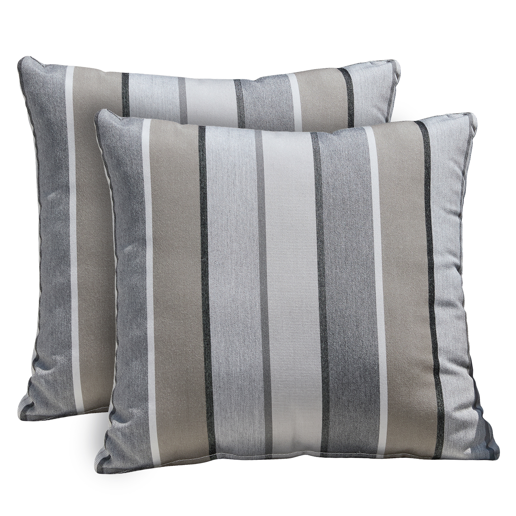 Explore the square beige weather resistant outdoor throw pillow with textured fabric placed on a wooden bench. - Seehill