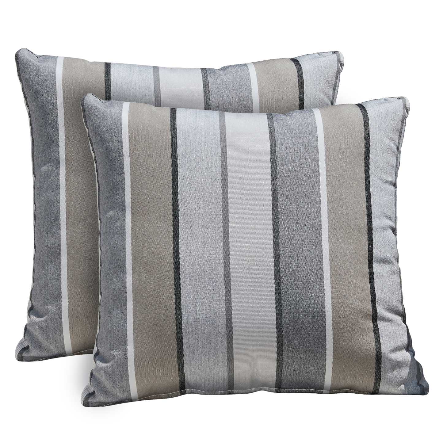 Explore the square beige weather resistant outdoor throw pillow with textured fabric placed on a wooden bench. - Seehill