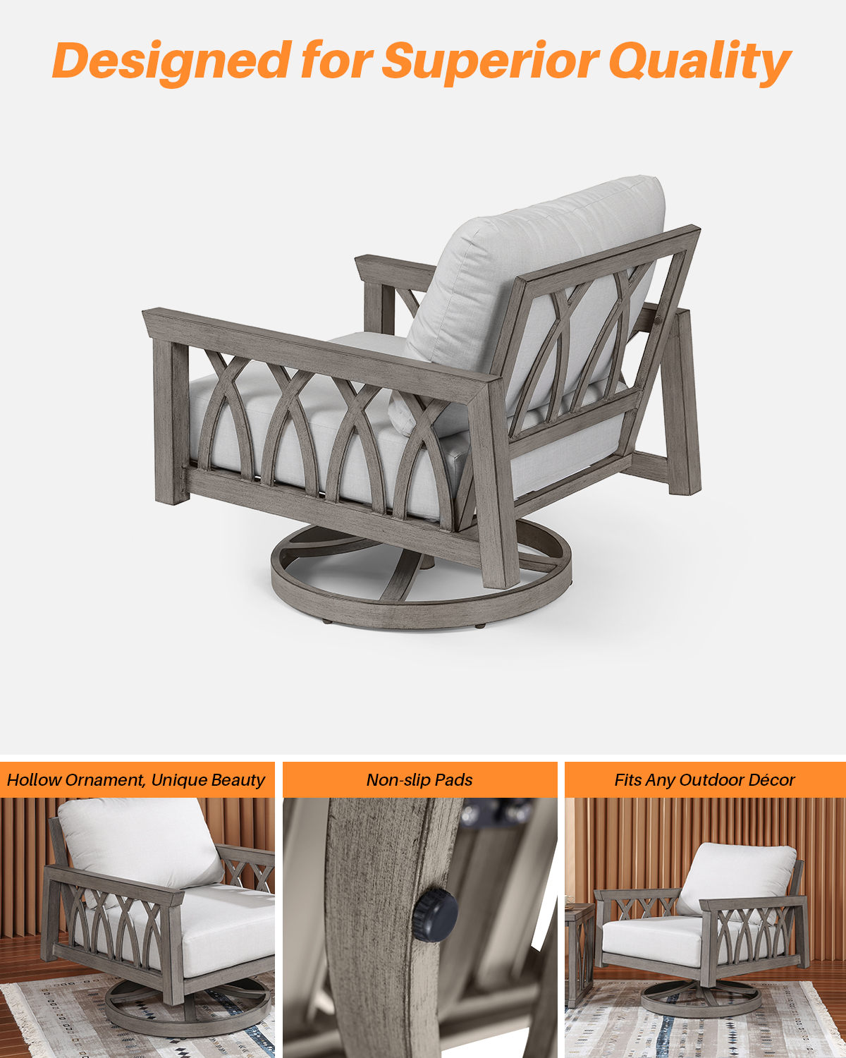 2-Piece Aluminum Outdoor 360-Degree Swivel Sofa Armchairs - C095