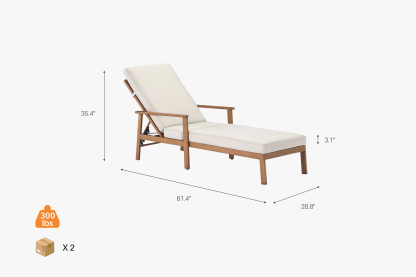 2PCS | Aluminum Poolside Adjustable Chaise Lounge
