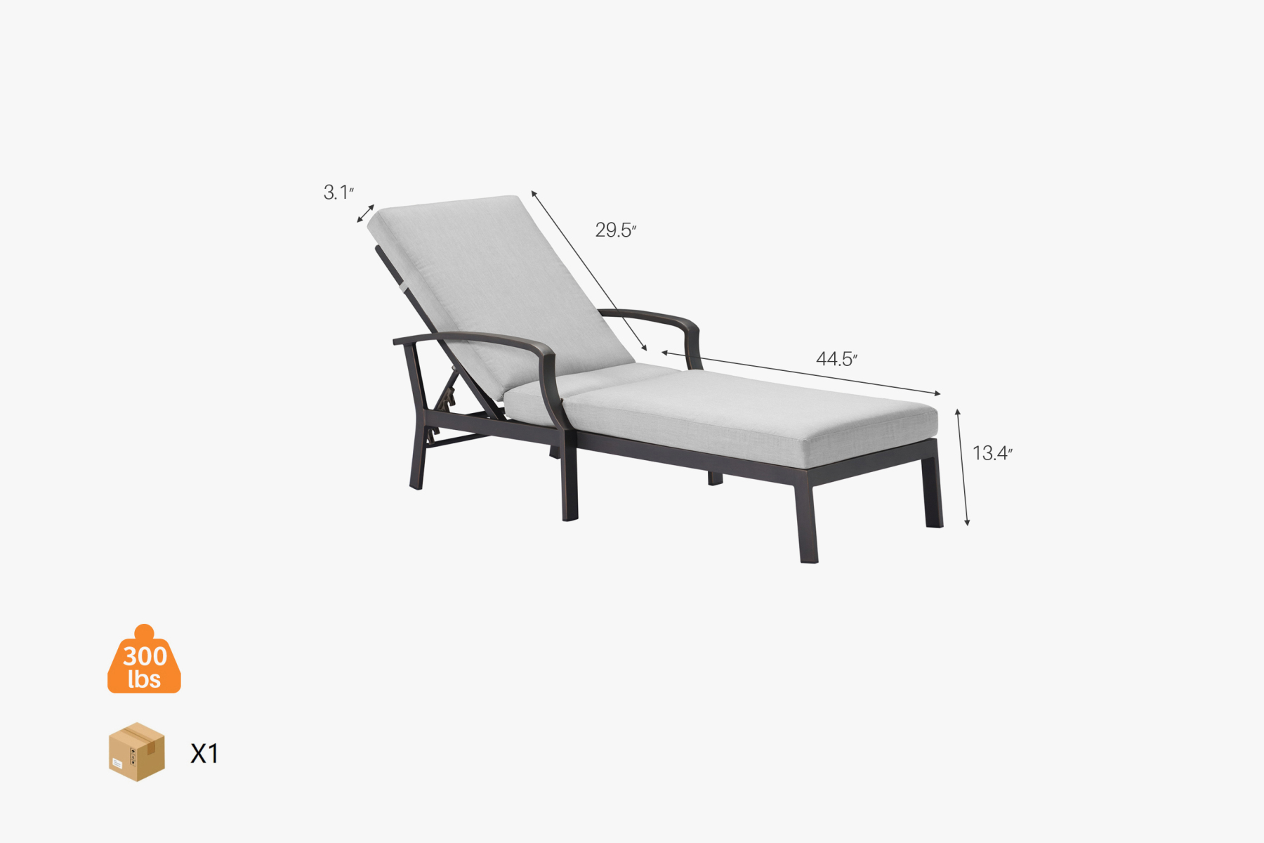 Outdoor Aluminum Sun Lounge With Cushion
