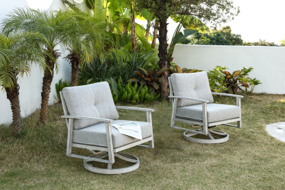 2PCS | Aluminum Patio Swivel Sofa With Armrest