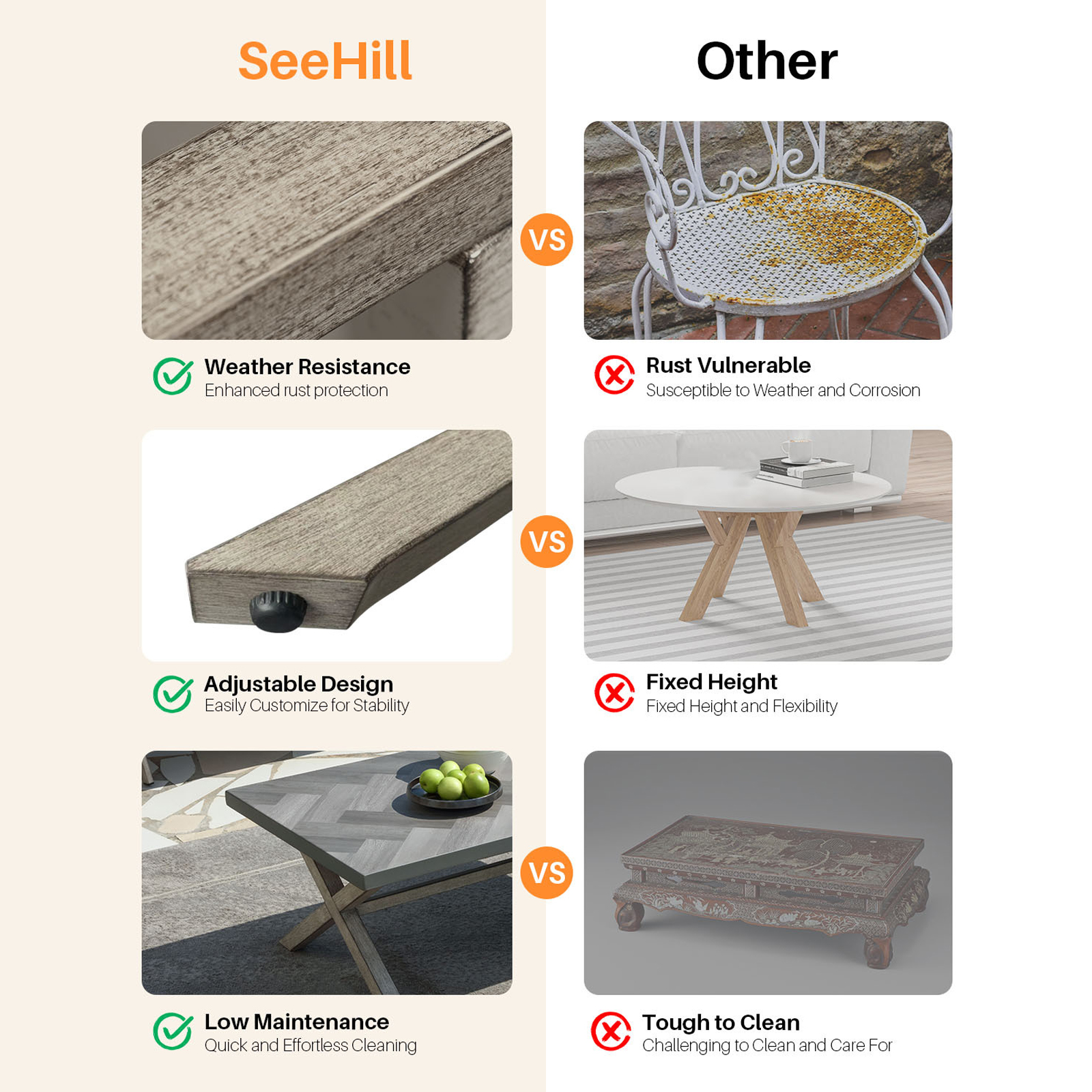 All-Weather Rectangle Aluminum Outdoor Coffee Table with Resin Tabletop - D013