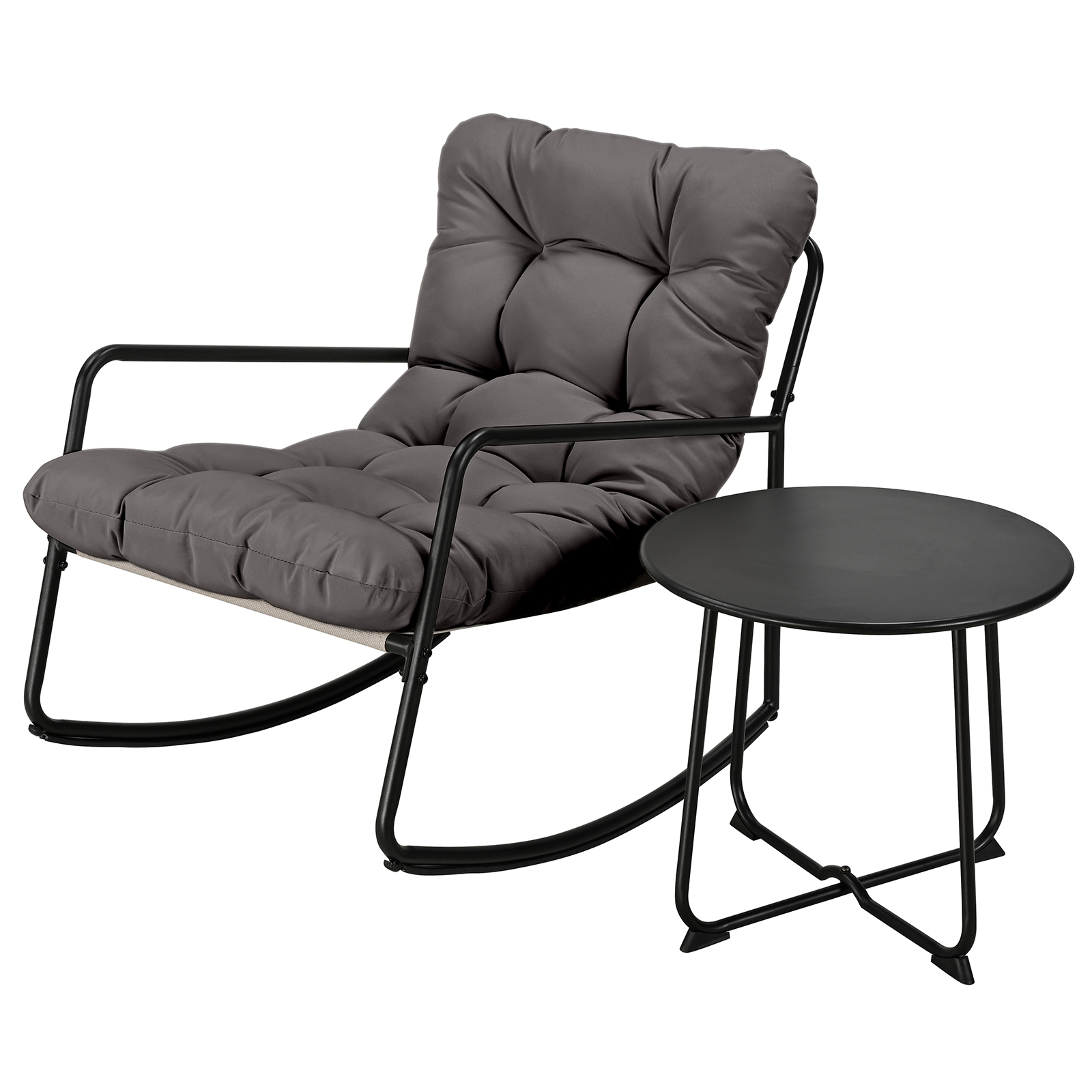 2-Piece Metal Comfy Modern Patio Rocking Chair Set with Side Table - C032-2