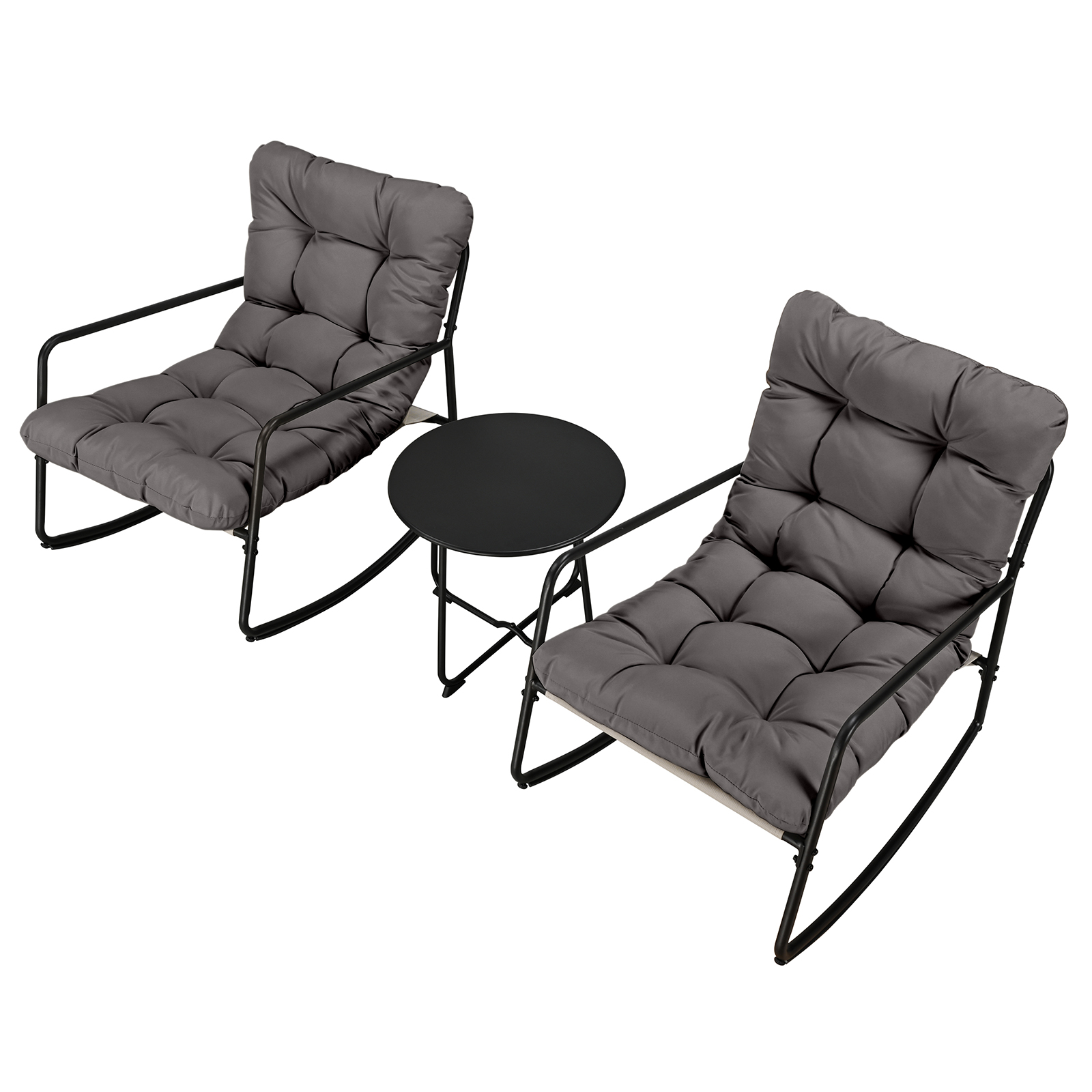 3-Piece Metal Comfy Modern Patio Rocking Chair Set - C032-3