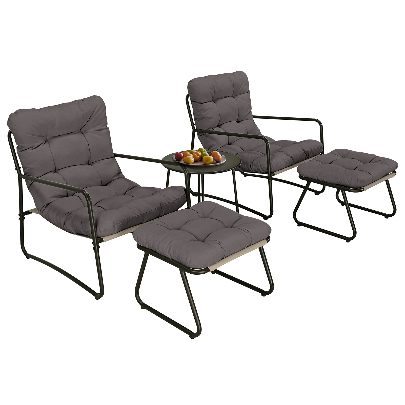 5-Piece Metal Comfy Modern Patio Rocking Chair Set - C033-3