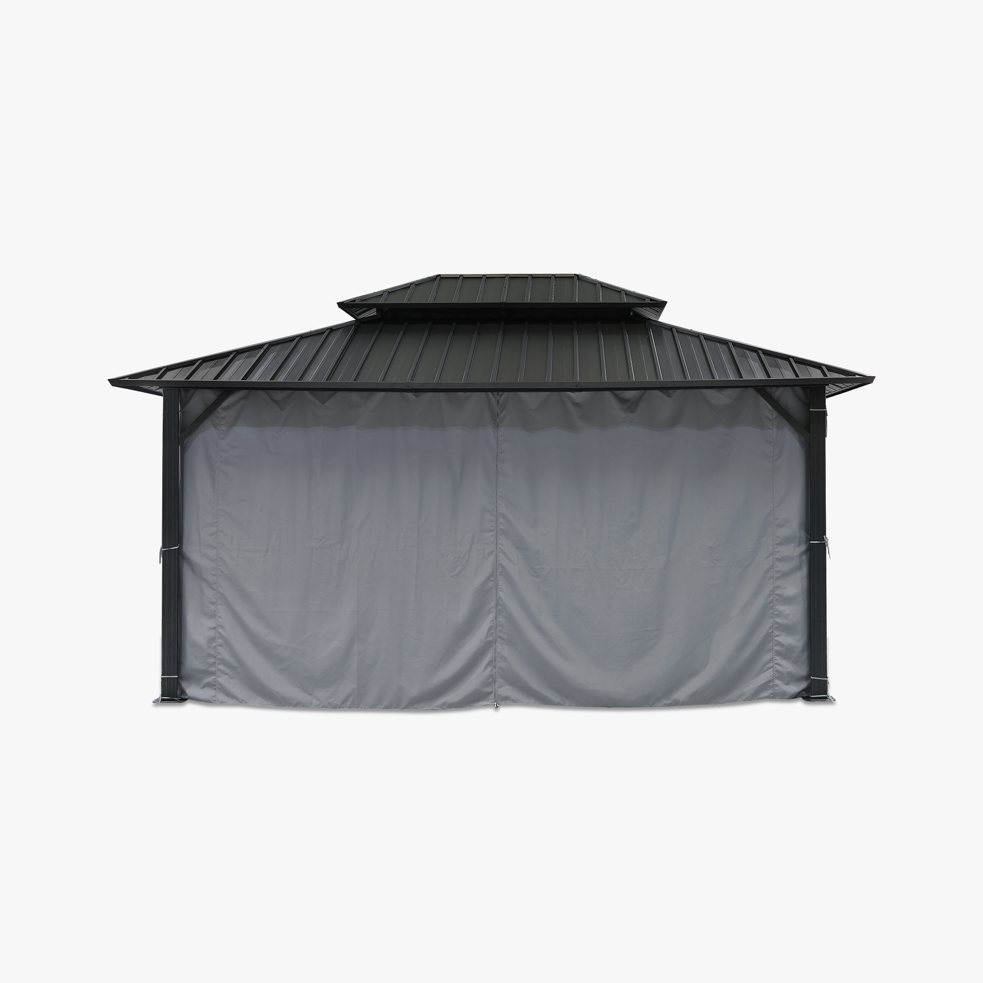 10' x 12' Outdoor Patio Hardtop Gazebo with Netting and Curtains - G030-2
