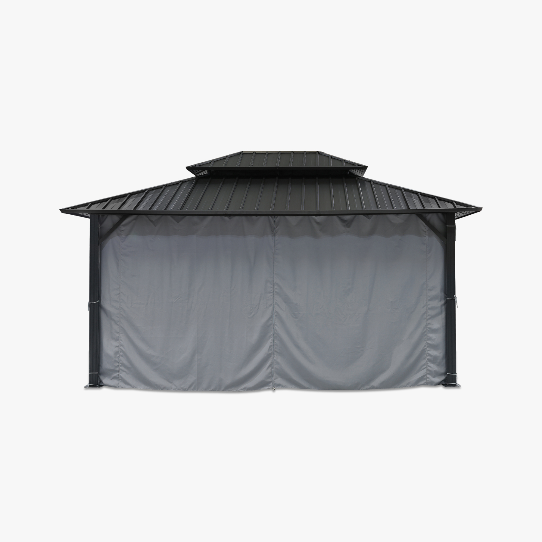 10' x 12' Outdoor Patio Hardtop Gazebo with Netting and Curtains - G030-2