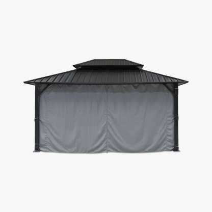10' x 12' Outdoor Patio Hardtop Gazebo with Netting and Curtains - G030-2