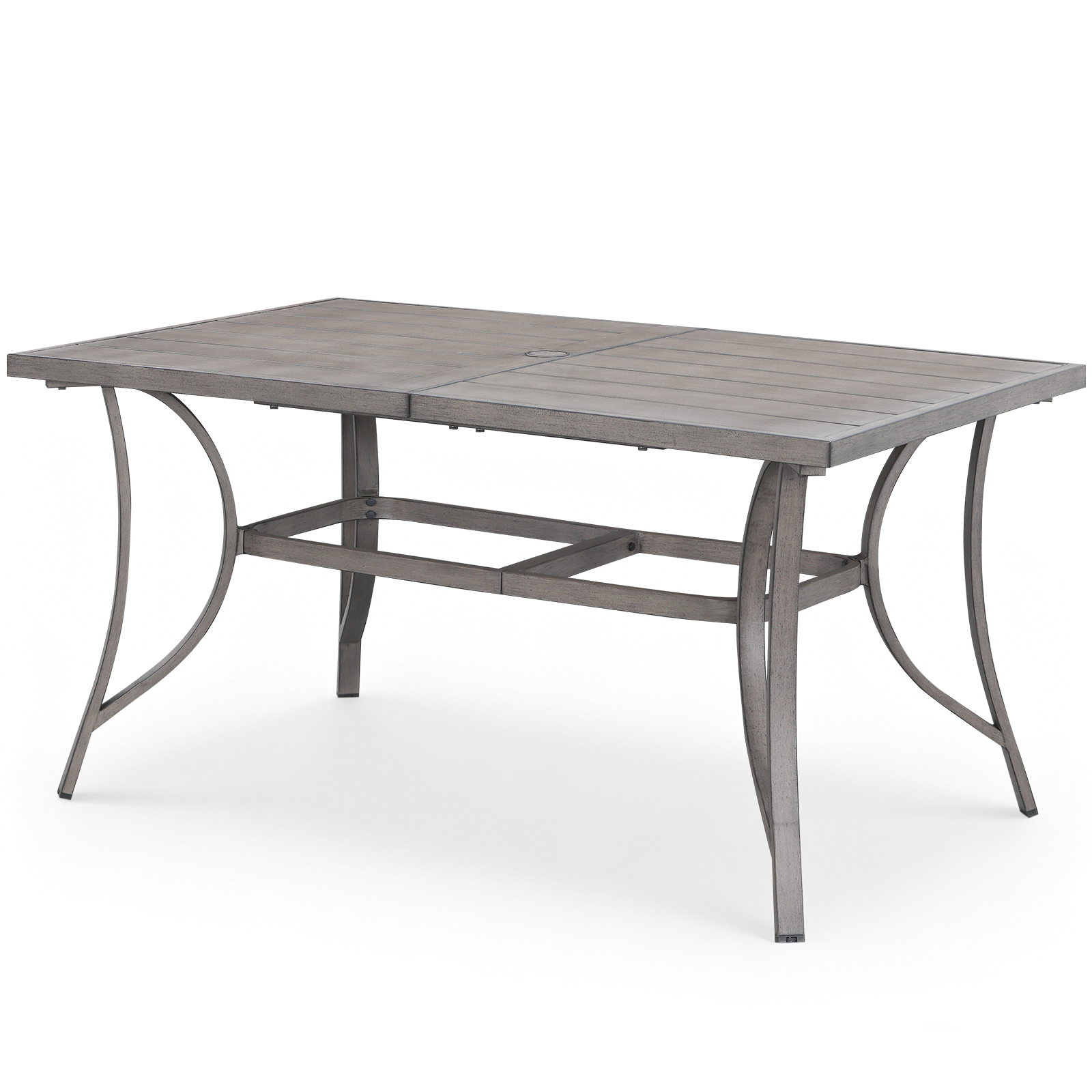 Patio Rectangle Dining Table for 6 with Umbrella Hole - D108