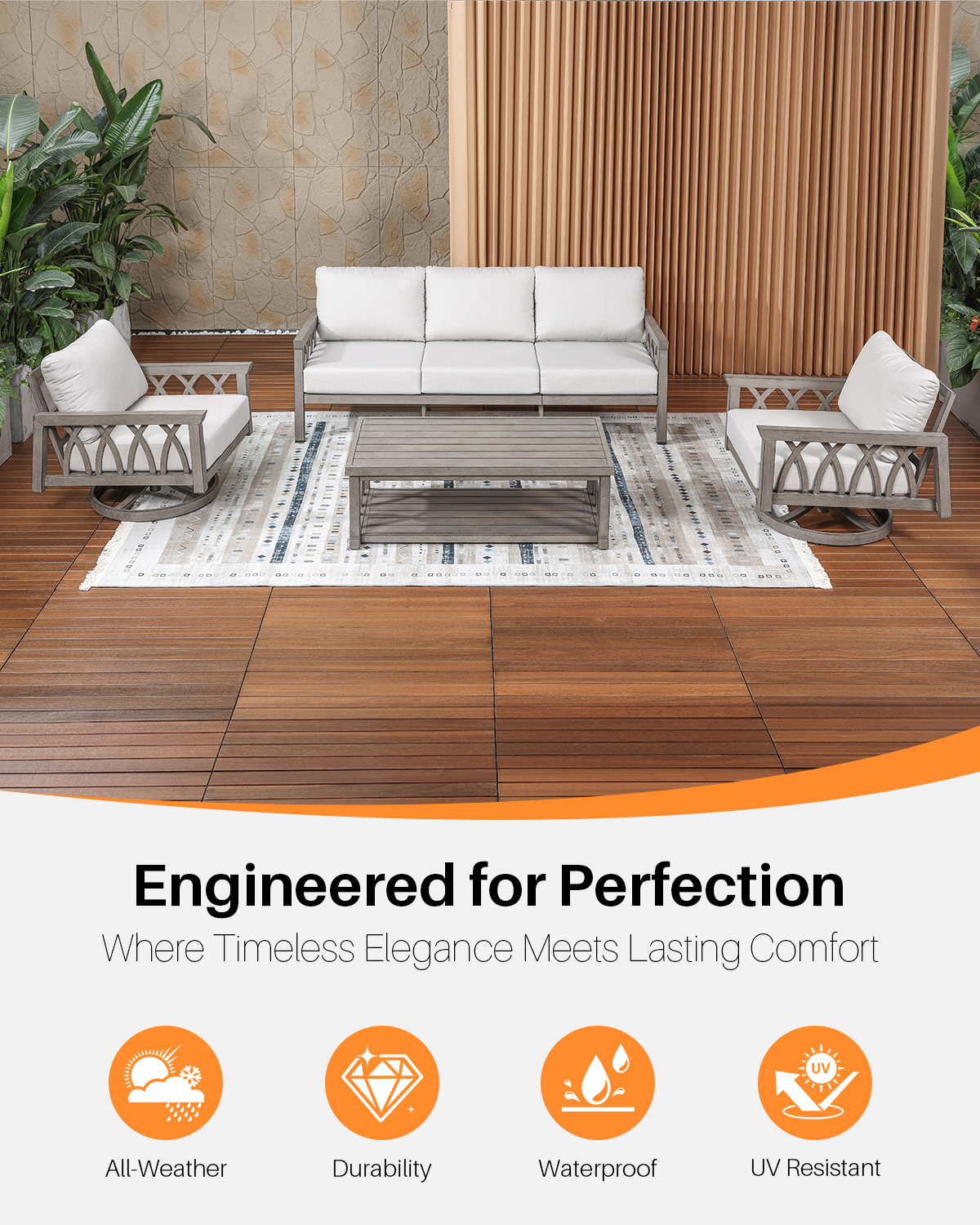 4-Piece Aluminum Outdoor Patio Conversation Set - DS097