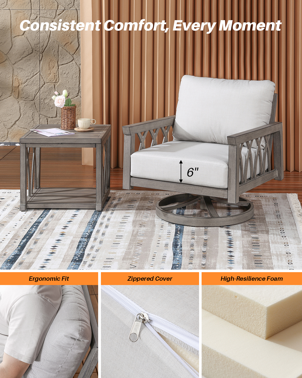 4-Piece Aluminum Outdoor Patio Conversation Set - DS096