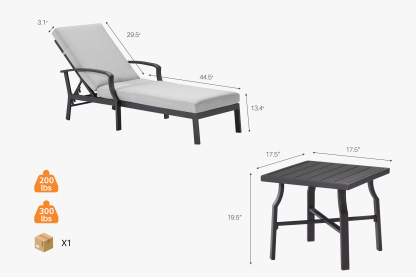 Outdoor Sun Lounge Set With Sidetable
