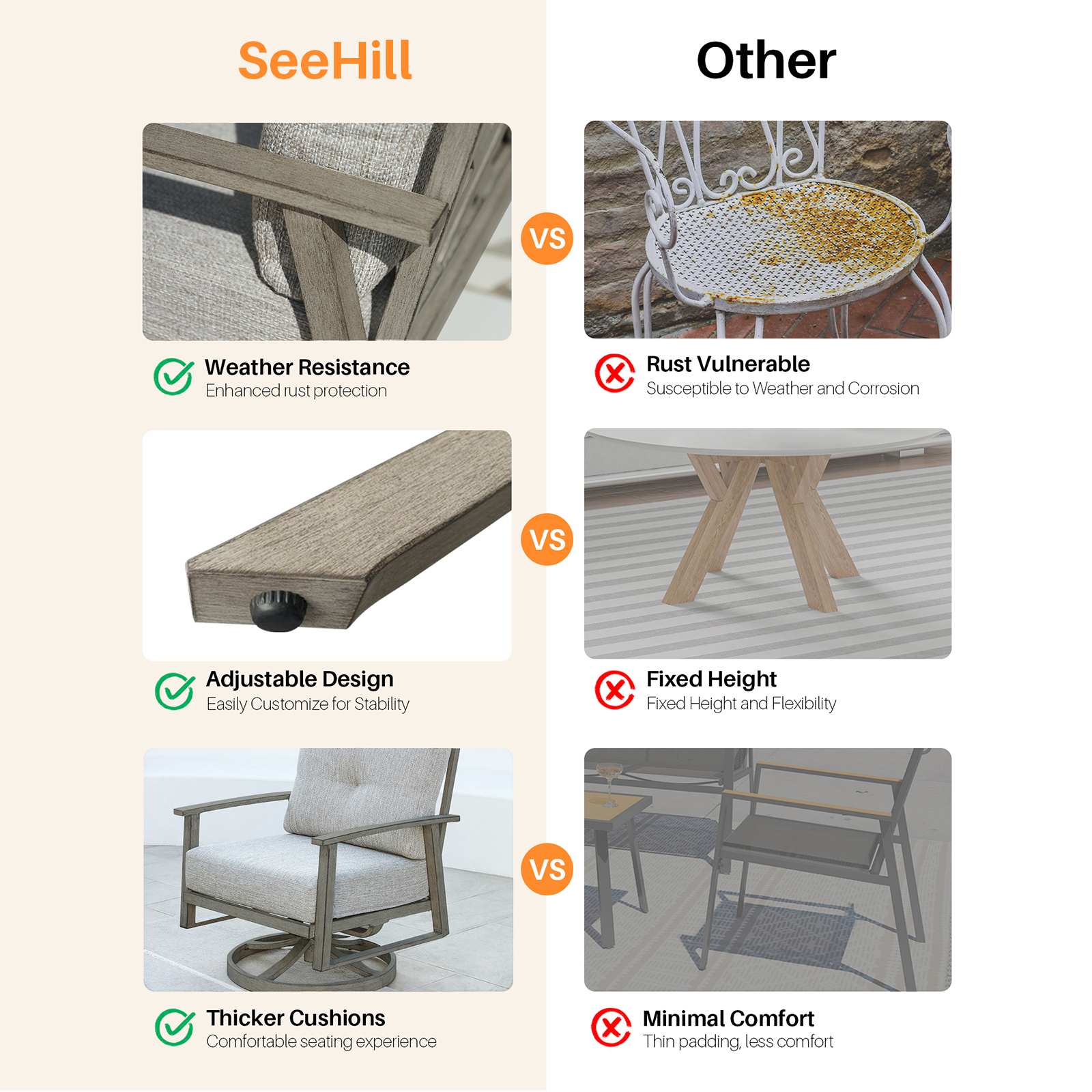 5-piece Modern Outdoor Patio Furniture Set with Swivel Chairs - SS016-2