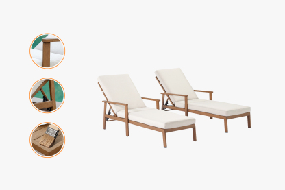 2PCS | Aluminum Poolside Adjustable Chaise Lounge