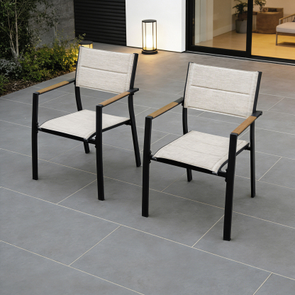 2-Piece Patio Stackable Dining Chairs - C058