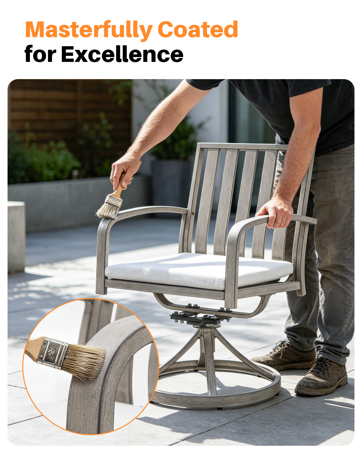 2-Piece Patio Outdoor Swivel Dining Chairs Set for Deck, Balcony, Garden - C107
