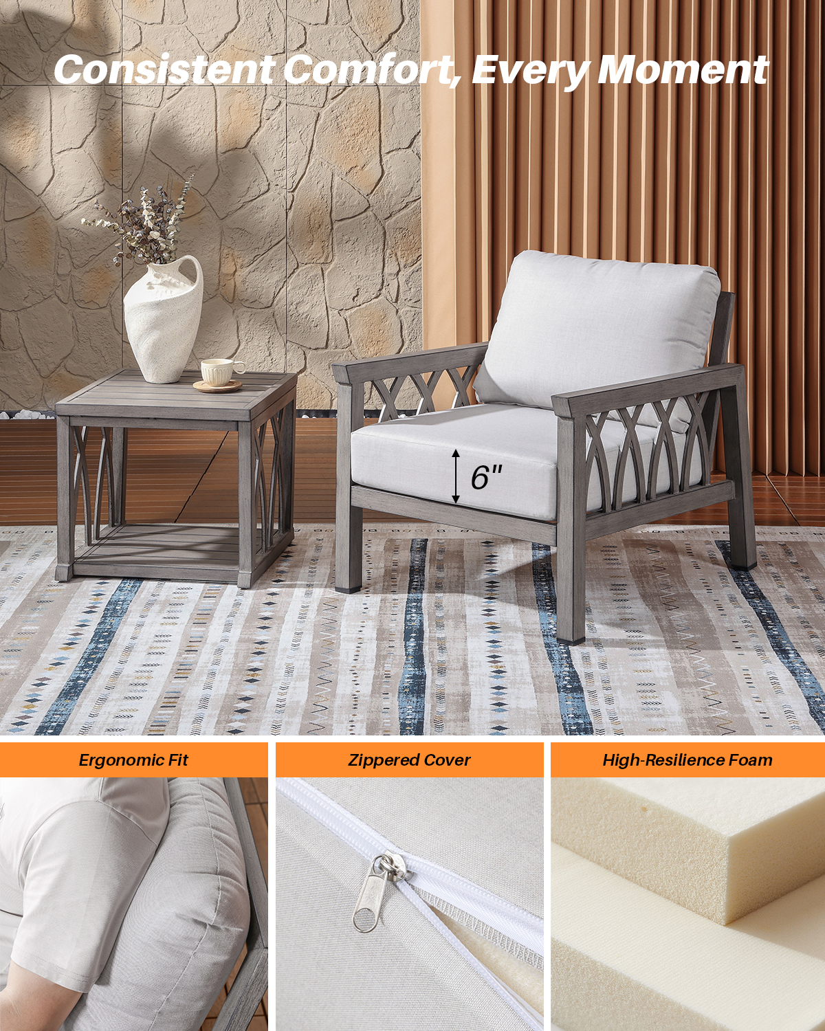 4-Piece Aluminum Outdoor Patio Conversation Set - DS096