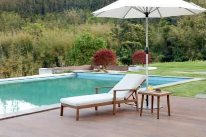 Aluminum Outdoor Sun Lounge Set With Side Table