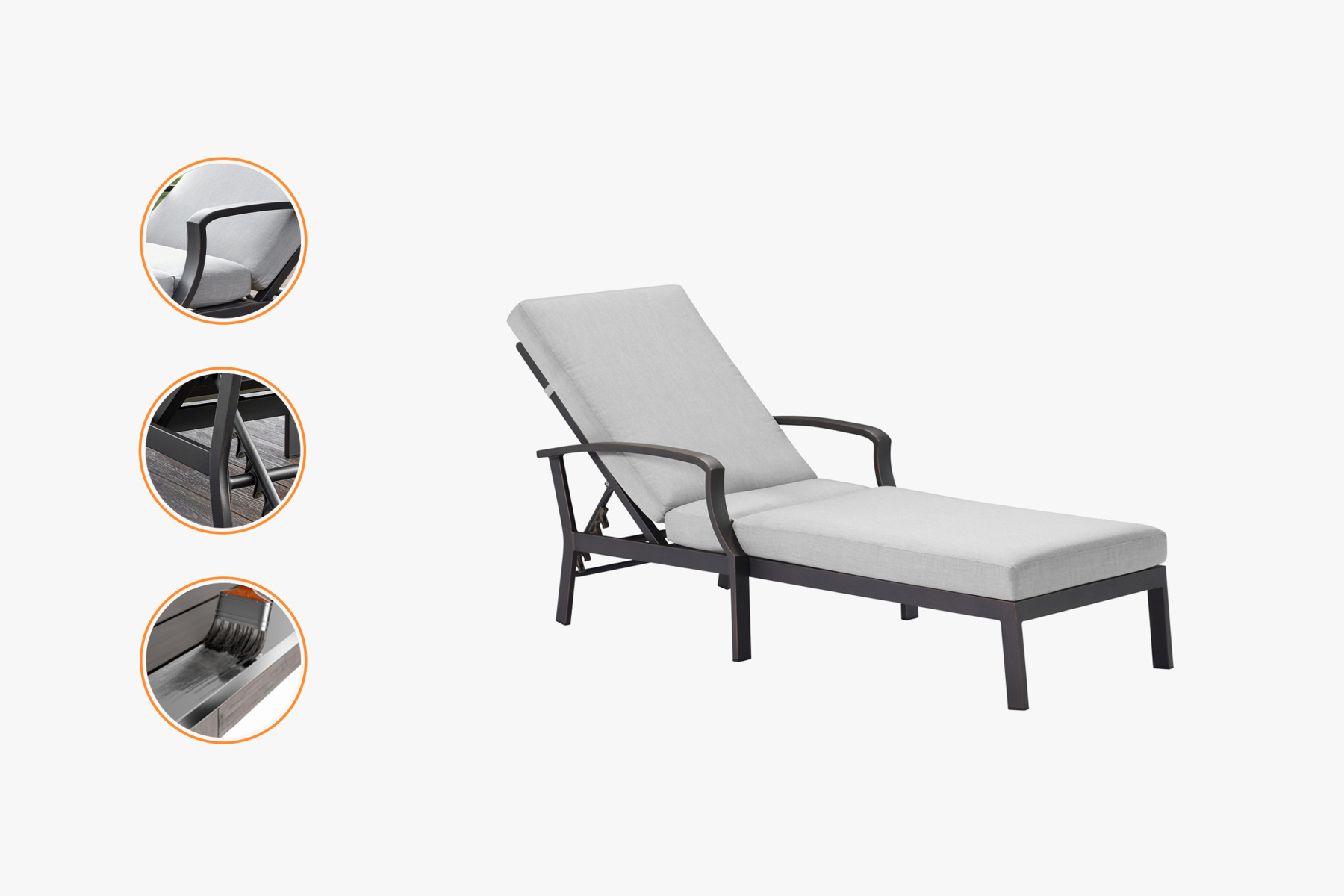 Outdoor Aluminum Sun Lounge With Cushion