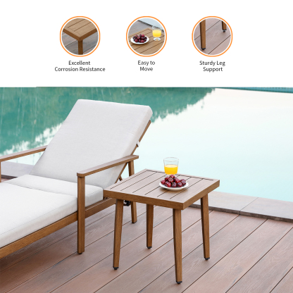 Outdoor wooden side table with slatted top, corrosion-resist - Seehill