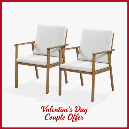 2-Piece Outdoor Dining Chair Set – Aluminum, Thick Cushions, All-Weather-C001