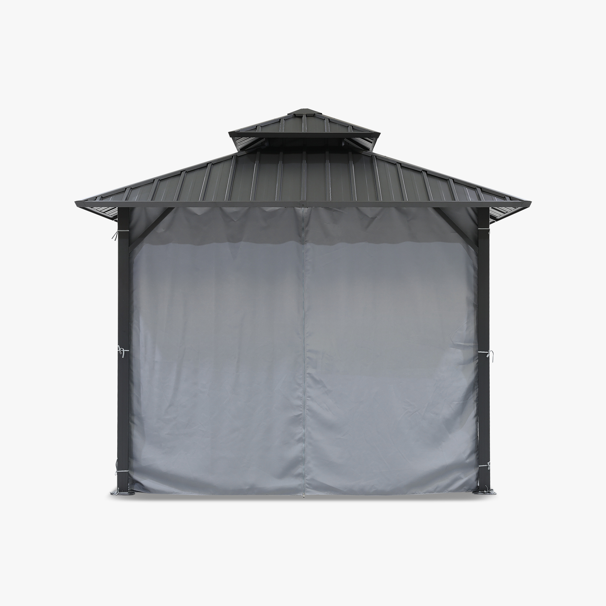 10' x 10' Outdoor Patio Hardtop Gazebo with Netting and Curtains - G030-1