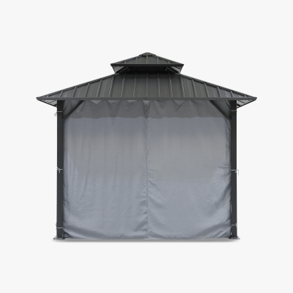 12' x 12' Outdoor Patio Hardtop Gazebo with Netting and Curtains - G030-3