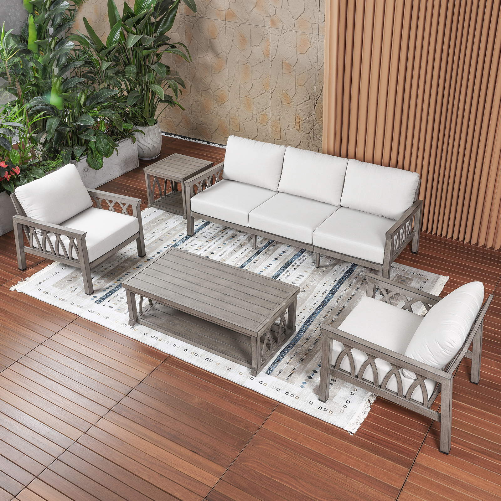5-Piece Aluminum Outdoor Patio Conversation Set - DS09