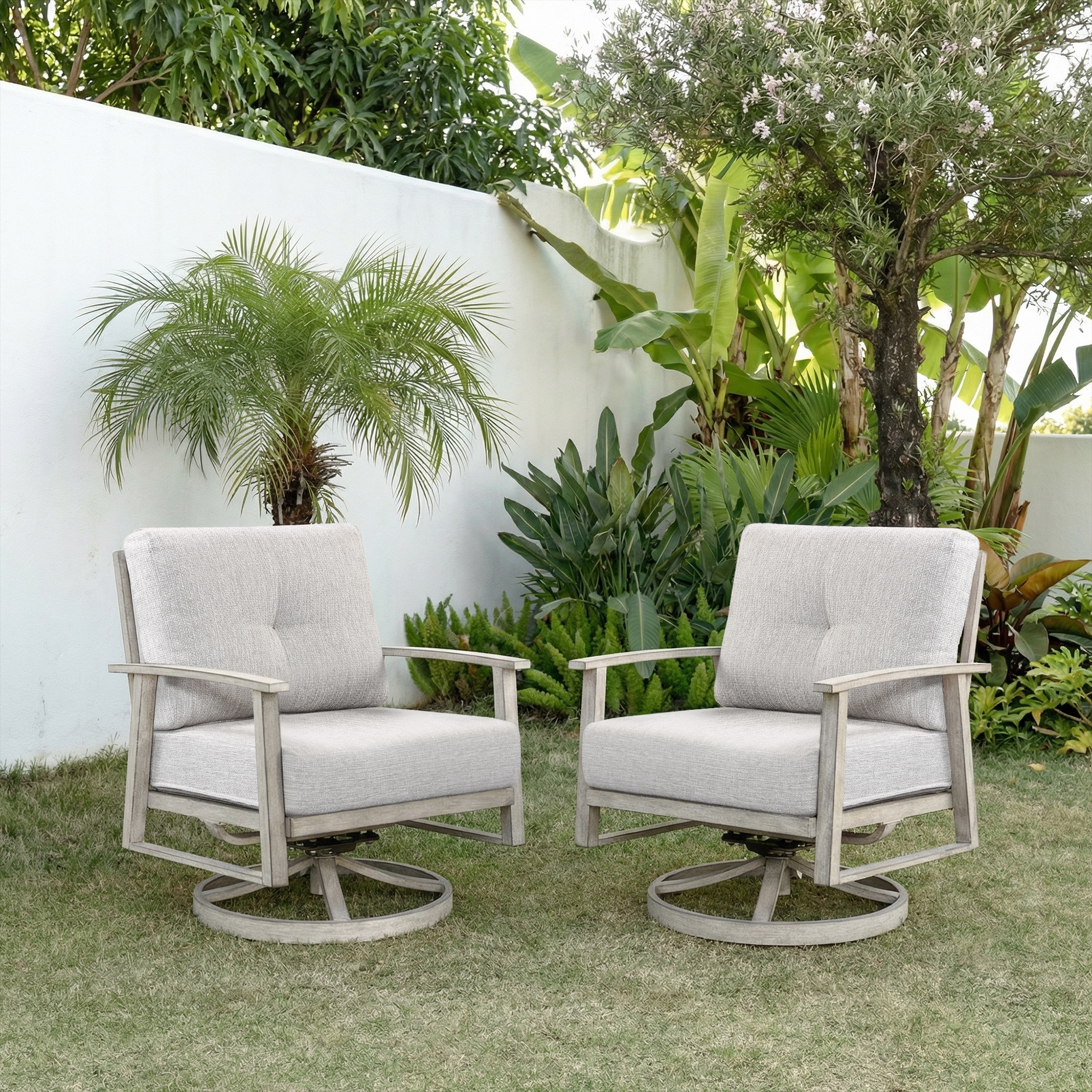 2-piece Outdoor Swivel Patio Chairs Set - C012