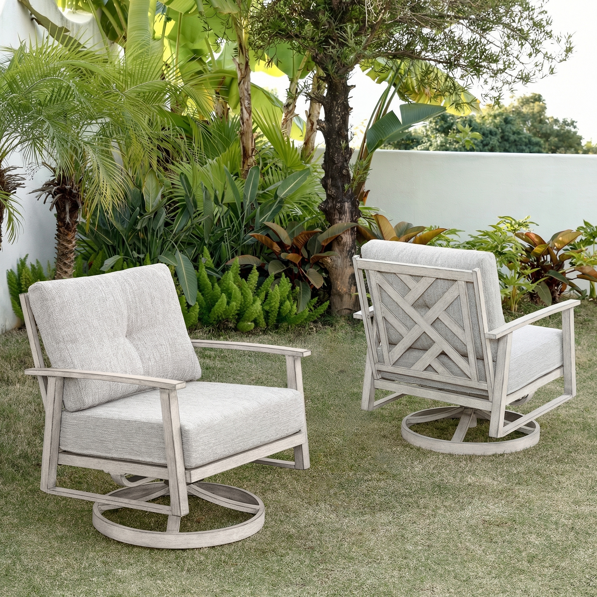 2-piece Outdoor Swivel Patio Chairs Set - C012