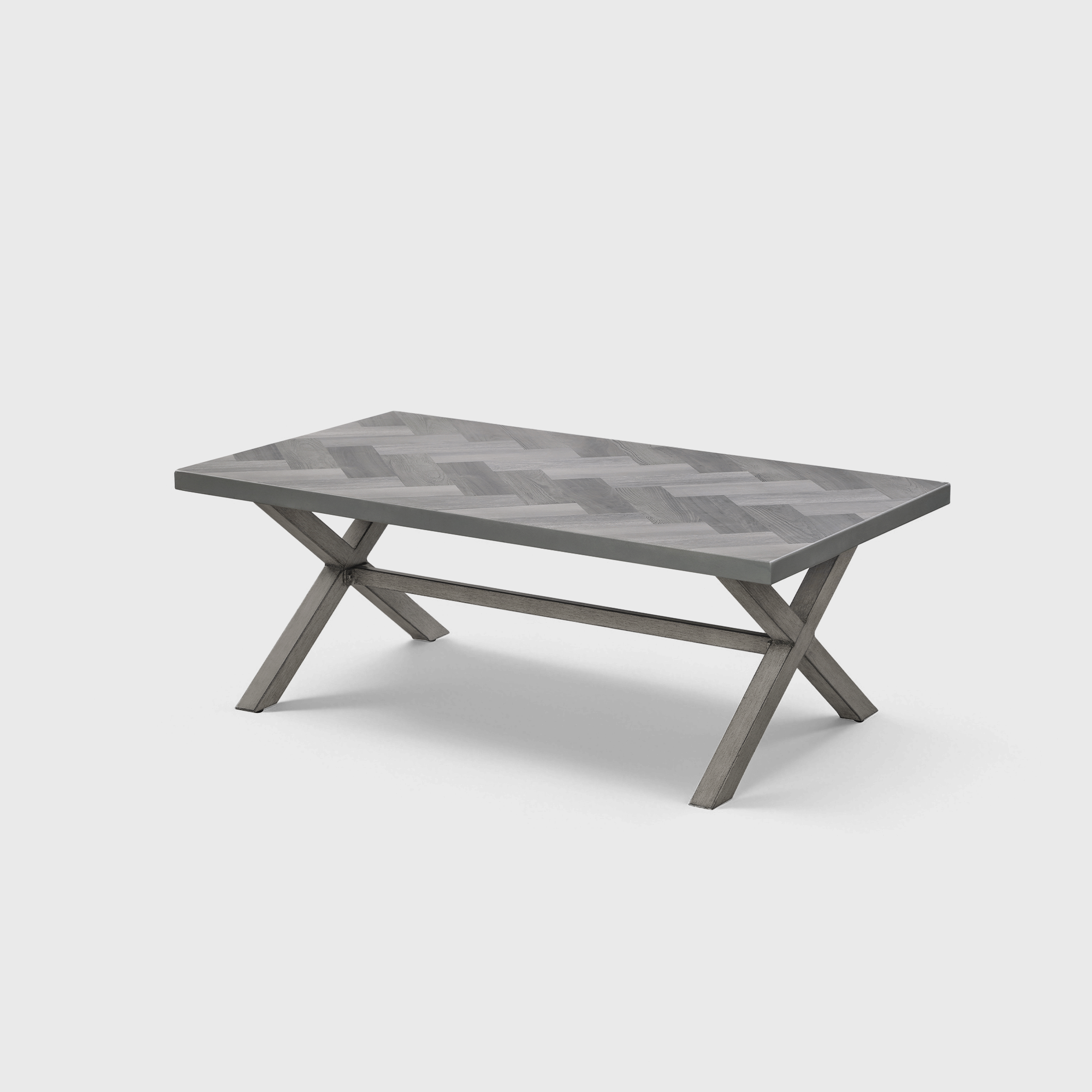 All-Weather Rectangle Aluminum Outdoor Coffee Table with Resin Tabletop - D013